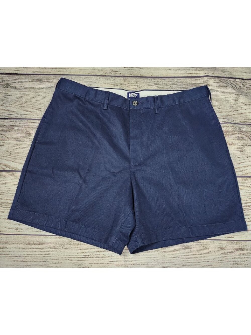 Lands' End Traditional Fit Shorts Men's 40 Casual Navy Blue 100% Cotton Chino